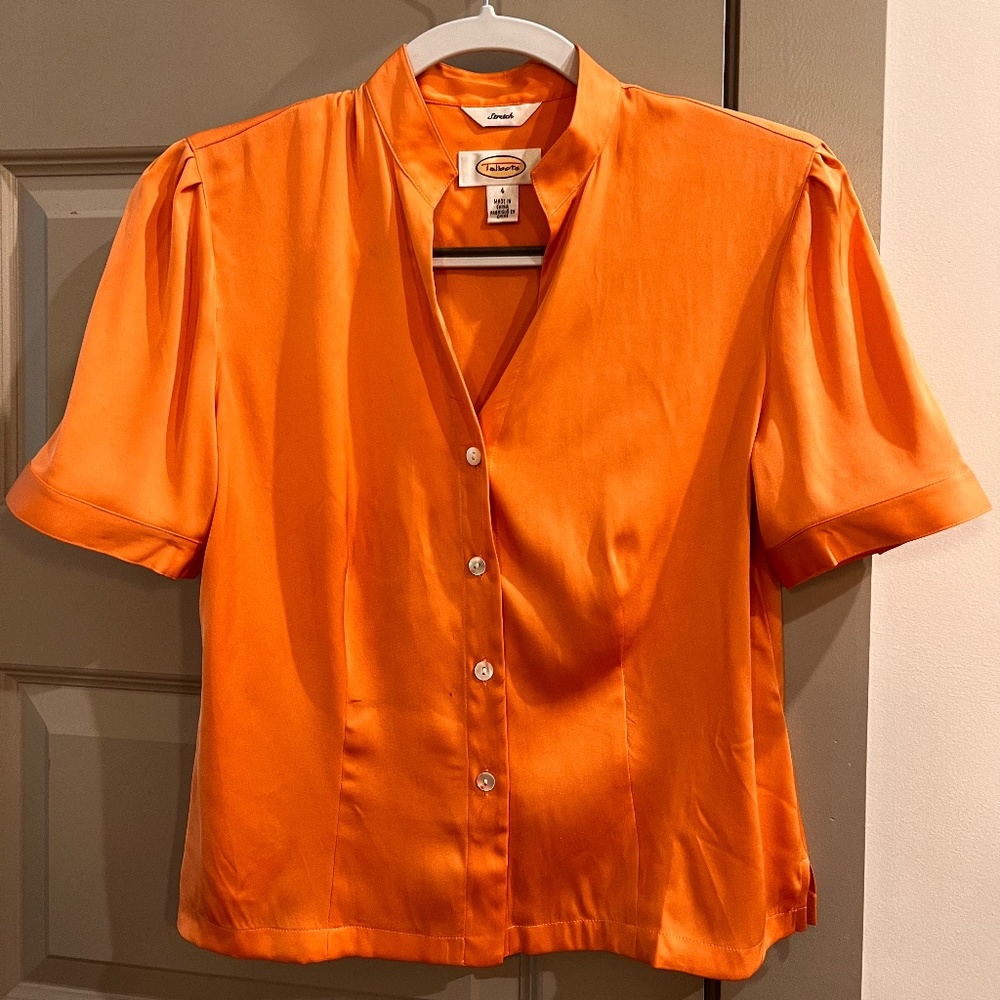 Talbots peach silk blouse size 4